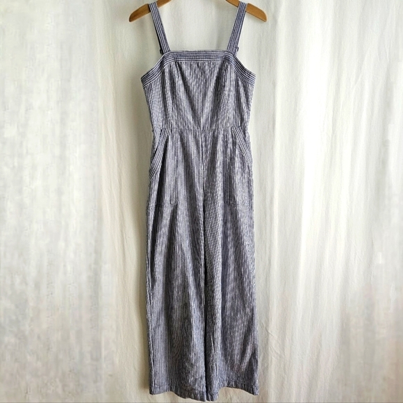 Old Navy Blue & White Stripe Linen Blend Jumpsuit - Picture 13 of 16